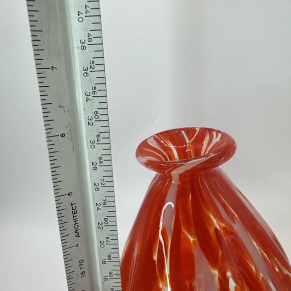 Red Orange Hand Blown Art Glass 7" Decorative - Picture 7 of 7